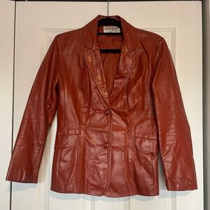 GENUINE LEATHER Jacket Women Rusty Brown Northside Fashions Size 5 USA Vintage